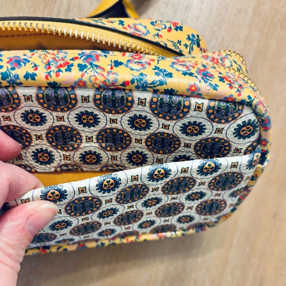 Tory Burch Perry Bombe Mini Crossbody Mixed Print Leather Bag Medallion Floral
